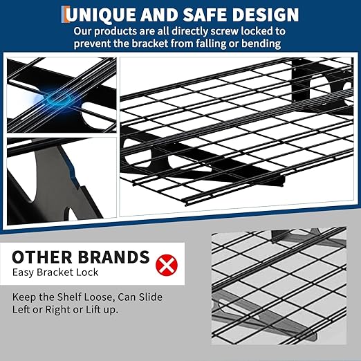 GarveeHome 2 Pack 2x6ft Garage Storage Shelving Wall Mounted, 24-inch-by-72-inch 1600 Lbs Heavy Duty Sturdy Storage Shelves, Wall Shelves Folding Storage Garage Organization for Warehouse, Laundry
