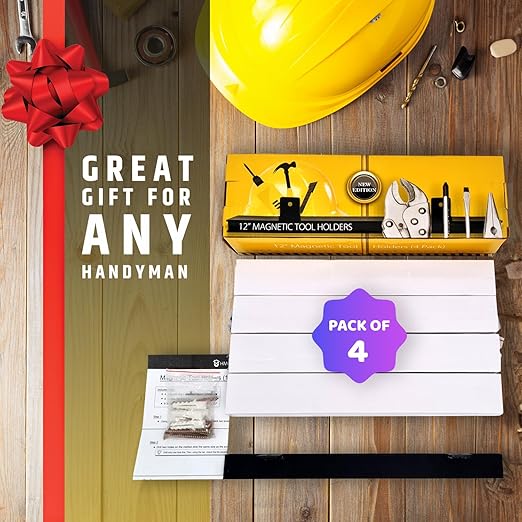 12" Heavy-Duty Magnetic Tool Holders (4 Pack - 48" Total) - Extremely Powerful Magnetic Pull Force to Hold Heavy Tools (Upgraded Version) - Professional Tool Bars/Strips Organizer