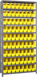 Quantum Storage Systems 1275-201YL Store More Steel Shelving Unit with 6" Shelf Bins, 12" D x 36" W x 75" H, Yellow