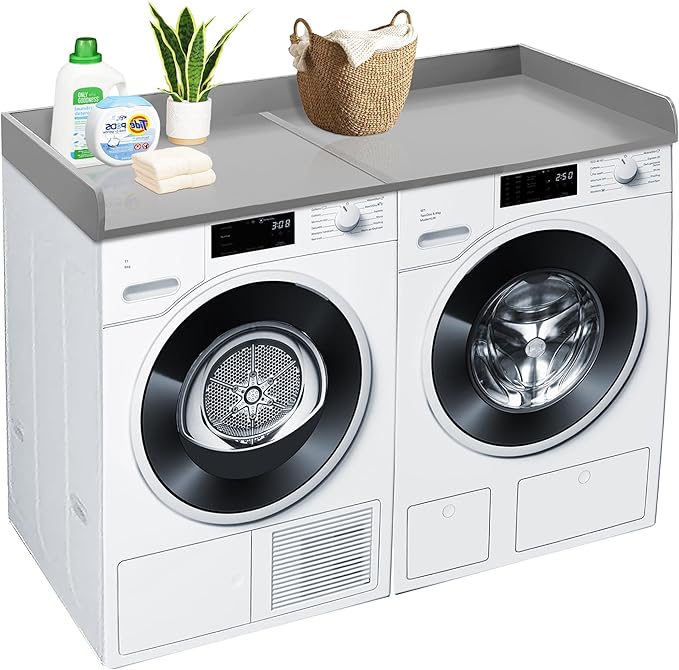 Royxen Washer Dryer Countertop, 27.4" x 54", Wood, Universal Fit, Laundry Room Organization, Grey