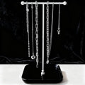 VROOMIUM Necklace Holder- Ceramic Base 1ft Height Jewelry Organizer Stand, Aesthetic Jewelry Hanger Display for Necklaces, Bracelets, Rings, Exhibidor de Collares-Minimalist Black