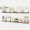 Picture Ledge Shelf, Floating Shelves Set of 2, 48 Inches Solid Wood Nursery Book Shelves for Toys Storage, Kids Bookshelf Wall Mounted for Living Room Bedroom Decor Books Photo Frames, Walnut