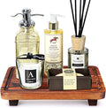 Farmhouse Bathroom Counter Tray Wood Risers Display Stands Kitchen Countertop Trays Decorative Wooden Pedestal Stand Dish Soap Dispenser Holder for Bathroom Sink Accessories Kitchen Decor Vanity Tray