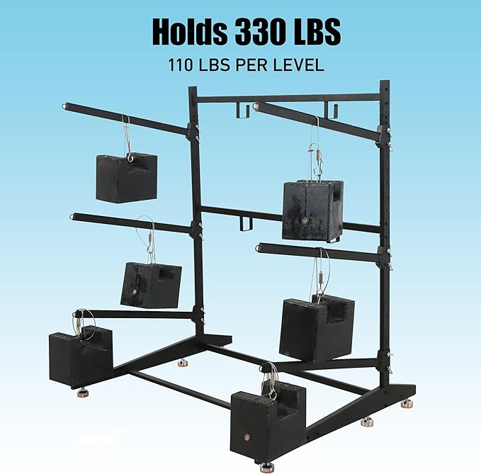 Kayak Storage Rack, Adjustable Outdoor Canoe Rack, Reinforced, Thickened, and and Enhanced Rust Resistance, Holds 330 lbs, for Safe Dock and Outdoor Kayak Storage(3-Tier, Black)