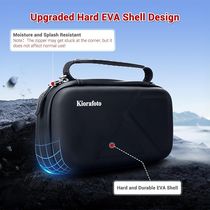 EVA PU Micro SD Card Case with 60 Individual Plastic TF Card Holders - Water-Resistant, Anti-Shock Carrying Organizer with Handle & Label