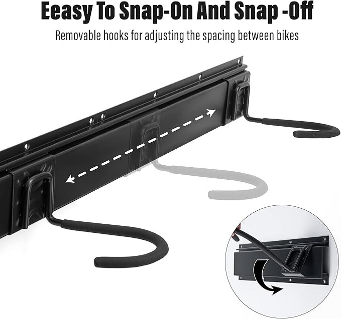 Sinoer 6-Bike & 6-Helmet Wall Mount Rack - 64 Inch Adjustable Bike Storage, Heavy Duty Steel Hooks, Space-Saving Bike Organizer for Home & Garage