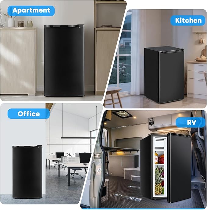 Compact Refrigerator 3.2 Cu.Ft Mini Fridge with Freezer, 7-Temperature Settings Single Door Compact Refrigerator, Adjustable Thermostat & Removable Shelves for Dorm Apartment (1 Door)