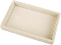 Mornajina 9" x 5.7" Velvet Jewelry Tray Jewelry Display Tray, Stackable Empty Plate Trays for Earrings Necklaces Bracelet Rings Display Showcase - Light Khaki
