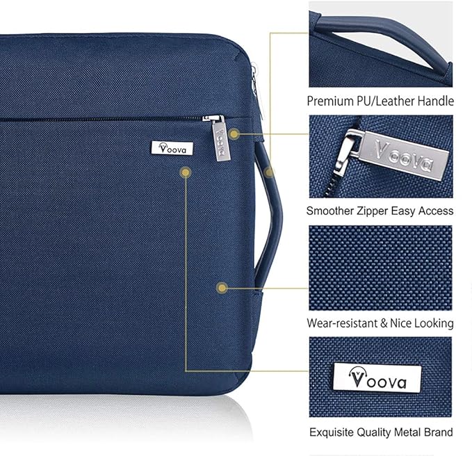 Voova Laptop Sleeve Case 15.6 16 Inch with Handle, 360° Protective Waterproof Slim Computer Bag Cover Compatible with MacBook Pro M2/M3/M4 16, HP Acer Lenovo Yoga ThinkPad Asus Laptop, Blue