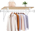 Closet Rod, 16 to 75 Inch Clothes Rods Heavy Duty Adjustable Clothes Rods for Hanging Clothes and Heavy Duty Clothes Rod Bracket Closet Rod Support (White)