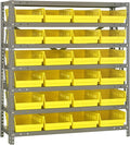 Quantum Storage Systems 1839-108YL Steel Shelving Unit with 4" Shelf Bins, 18" D x 36" W x 39" H, Yellow