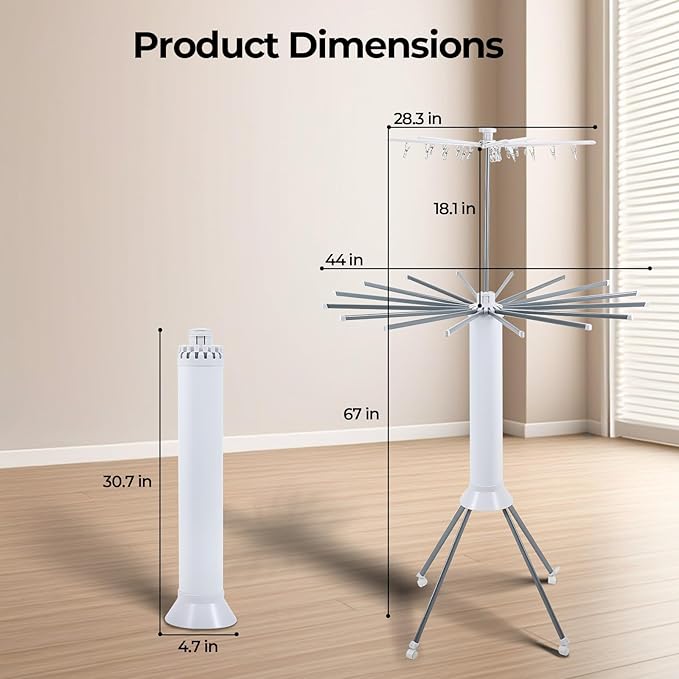 Dollate 4-Legged Clothes Drying Rack Foldable,Octopus-Shaped Portable Laundry Drying Rack,Outdoor and Indoor Collapsible Drying Rack with 4 Pulleys,2 Tier