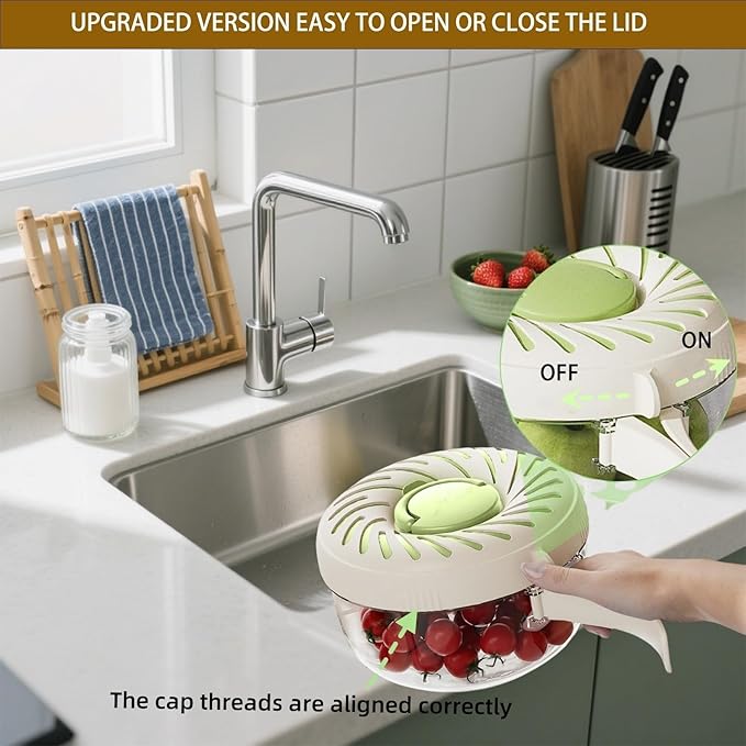 2025 New Upgrade Large Fruit Washing Bowl with Strainer(2.85QT),3 in 1 Multipurpose Drain Basket with Lid & Ice Box,Foldable Handle Fruit Strainer Perfect for Fridge Storage and Outdoor Picnics