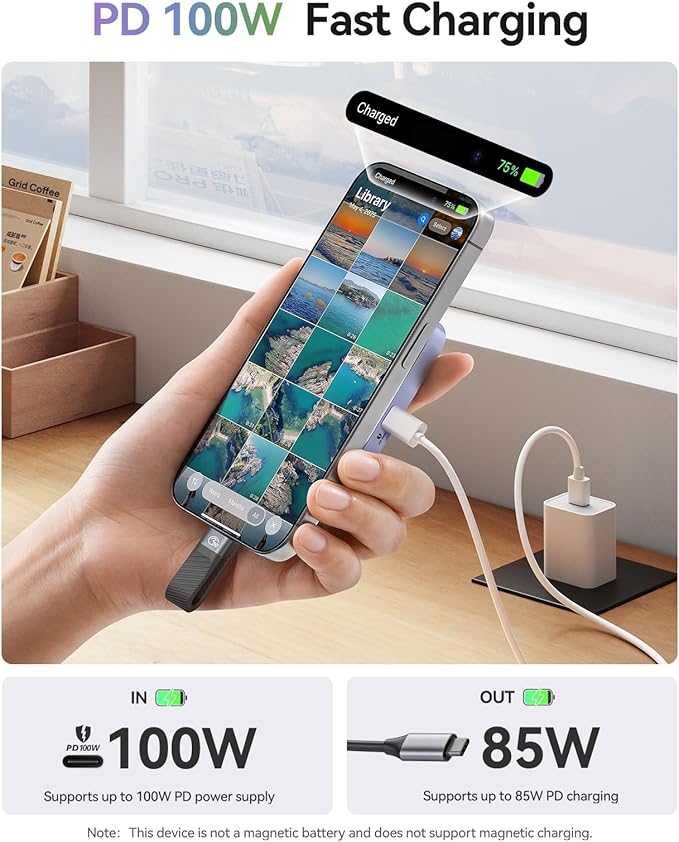 ORICO 10Gbps Magnetic M.2 NVMe SSD Enclosure with PD100W Charging Port 4K ProRes Recording Max 2TB for iPhone 17/16/15 Pro/Pro Max/Plus Support SSD Size 2230/2242 B+M M-Key Diskless AP42P (Blue)