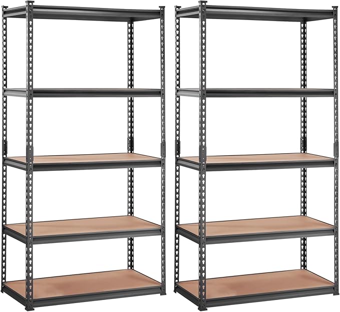VEVOR Storage Shelving Unit, 5-Tier Adjustable, 2000 lbs Capacity, Heavy Duty Garage Shelves Metal Organizer Utility Rack, 2 Pack, 36" L x 18" W x 72" H