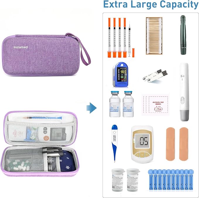 Insulin Cooler Travel Case,EVA Insulation Travel Medicine Kit with 2 Ice Packs for Diabetes Care,Insulin Pen and Other Diabetic Supplies (Purple)