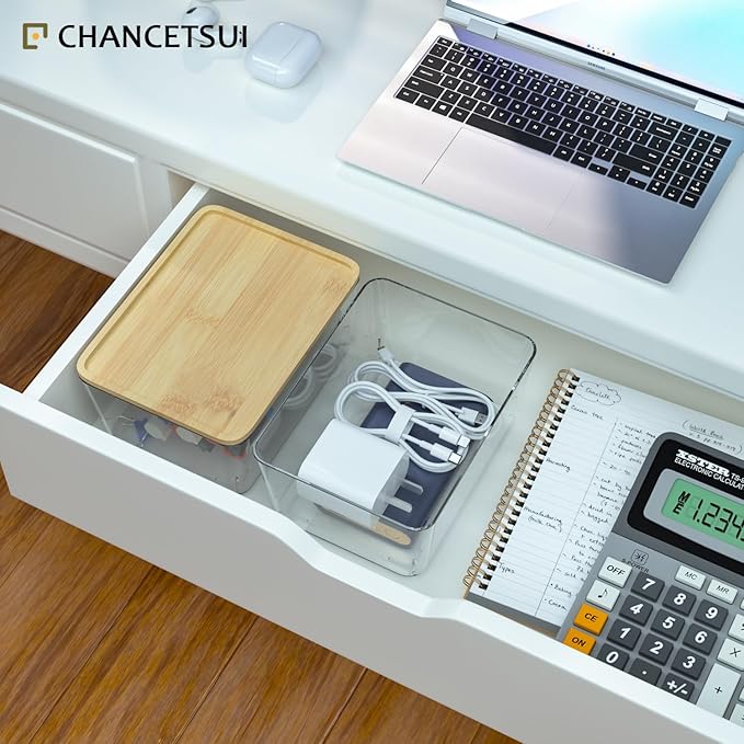 CHANCETSUI Stackable Storage Bins with Lids: Clear, 5x7, 2 Pack