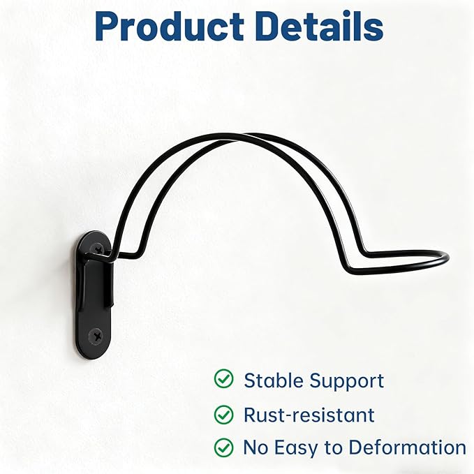 2 Pcs Helmet Rack Hanger Wall Mount Display, Helmet Holder Hooks Wall Mount for Equestrian Motorcycle Hat - White & Black