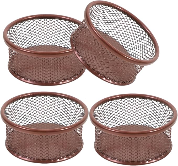 VILLCASE Paper Clip Holder, PaperClip Holders for Desk, Metal Mesh Paperclip Dispenser Organizer Desktop Binder Clip Holder Container for Home Office School, 4pcs