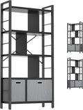 Armocity Bookshelf with Drawers - 5 Tier Tall Bookcase Geometric Modern Book Shelf Display Standing Bookshelves with Storage for Living Room, Bedroom Home Office, Black