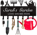 Personalized Key Holder for Wall, Custom Name Wall Mounted Black Key Hanger with Horticultural Garden Design, Key Racks Organizer for Hallway Entryway Front Door Storeroom Decor