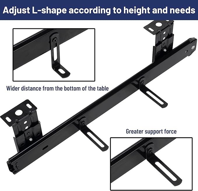 14" Keyboard Slide Heavy Duty Ball Bearing Slides Computer Tray Under Desk Rails Rack Cabinet Furniture Drawer Hardware Accessories with Adjustable Height Bracket & L Extension Support Bracket (Black)