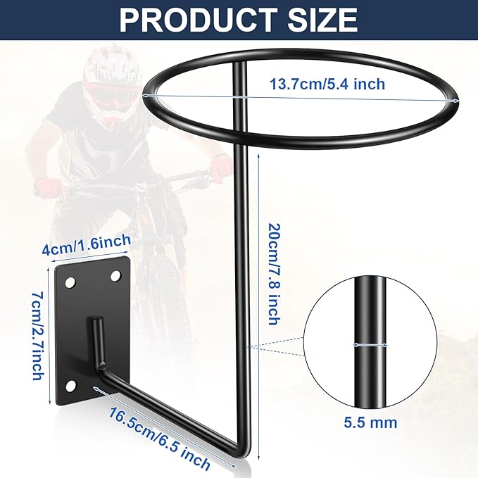 6 Pack Helmet Hanger Wall Mount Motorcycle Helmet Rack Metal Ball Holder for Basketball Volleyball Football Multifunctional Display Hook Stand for Cap Hat Wig Riding Jacket Coat