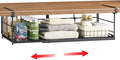 Expandable Under Cabinet Shelf, Extendable Under Shelf Storage with Removable Wire-Like Back for Pantry Cabinet, Laundry Room, Shoe Rack. (Black, 1 Pack, Interior: 5" H x 10" D)