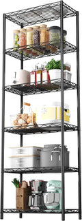 HOMEFORT 6-Tier Wire Shelving, 6 Shelves Unit Metal Storage Rack, Durable Organizer, Perfect for Pantry Closet Kitchen Laundry Organization (Black)