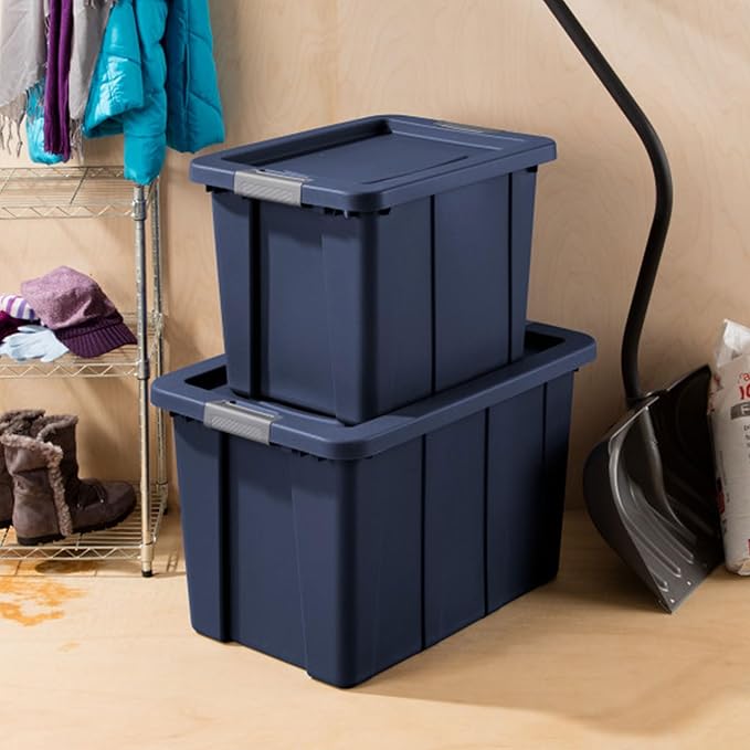 Sterilite 16-Pack Storage Bins with Lids, Heavy Duty Totes, Tuff1, 30 Gallon, Dark Indigo