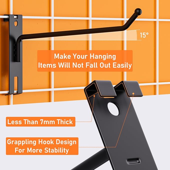 INCLY 4/6/8 Inch Gridwall Hooks, 60 Pack Heavy Duty Black Display Hooks for Grid Wall Panels, Grid Wall Accessory for Storage Display Clothes in Retail Shop Garage