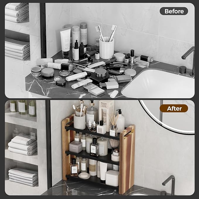 Bathroom Counter Organizer,Bathroom Counter Shelf,Bathrooms Organizers,Under Sink Organizer,Cologne Organizer For Men,Cologne Stand,Spice Rack,Cabinet Organizers(Brown 3 Tier)