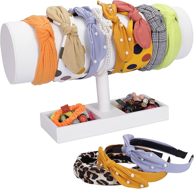 White Leather Headband Holder Organizer Storage Headband Stand Display Baby Headband Organizer for Girls Women