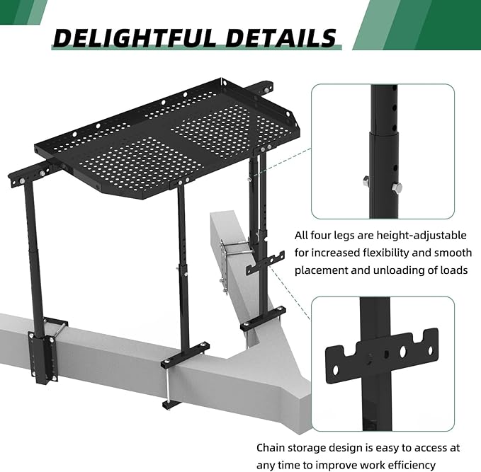 Adjustable Trailer Tray - RV Generator Rack with Innovative Design, 300 lbs Load Capacity, Ideal for Outdoor Storage of Motorhomes and RVs, Black