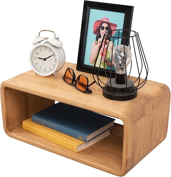 Floating Nightstand Wooden, Bedside Table, Nightstand Shelf, Handmade, Wall Mounted Bedside Shelf, Minimalist and Unique Style (Madrid)