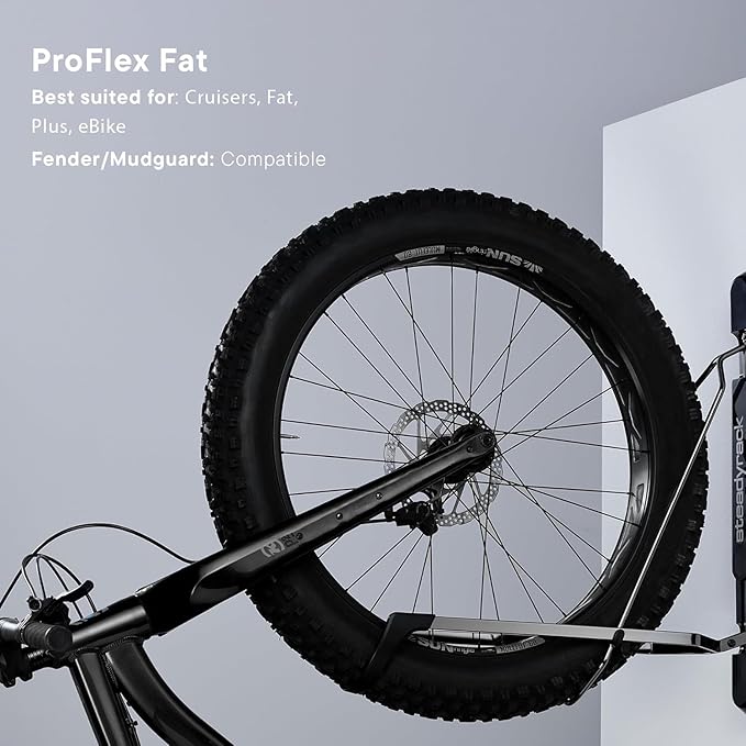 Steadyrack Bike Rack for Fat Bikes - The Original Wall Mounted Vertical Bike Storage - Fits Fat Tires - Space Saving Pivot Design - Heavy-Duty Steel Rack for Indoor Garage, Apartment or Home Use