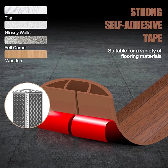 Floor Cord Cover Self Adhesive Cord Hider,10FT Cable Management, Extension Strip Protector for Wires, Prevent Cable Trips for Offices, Gyms, Exhibitions Cavity:0.47"(W) x0.35(H) Wood Red Teak