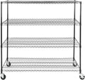 4-Tier Storage Shelving Unit with Wheels, Adjustable Heavy Duty Steel Wire Rack Organizer (24" D x 60" W x 54" H, 480 lbs Capacity) for Garage, Kitchen