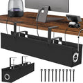Under Desk Cable Management Tray No Drill, 30 Inch Cord Organizer with Oxford Fabric, Clamp Mount, Holds 30 lbs, Large Cable Rack for Gaming & Home Office Standing Desk