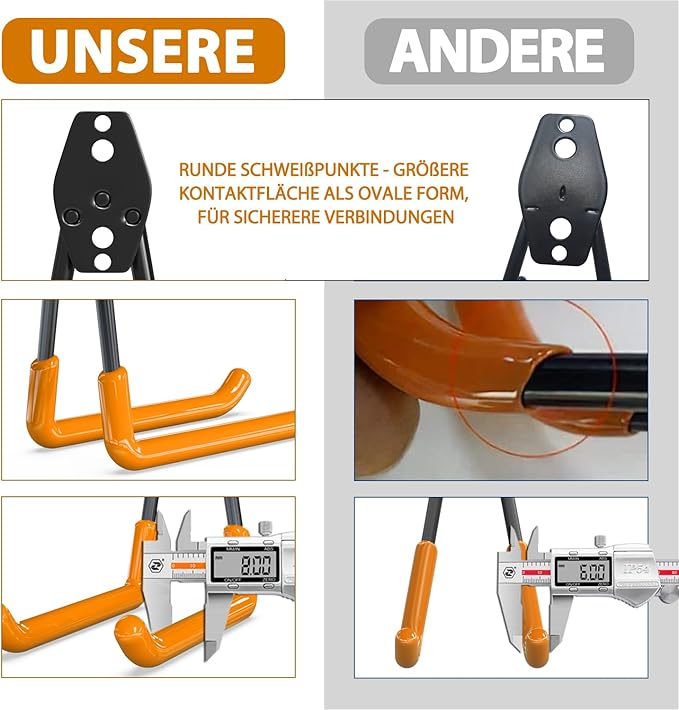 3-H Garage Wall Hooks 10 Pack, Heavy Duty Garage Hooks with Extra Welding Spots, Wall Mount Storage Organizer for Hanging Garden Lawn Tools, Chair, Shovel, Blower, Toolkit (Orange)