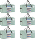 VENO 6 Pack Moving Bags, Comforter and Blanket Storage Bags for Closet, Moving Boxes, Boxes with Lids Alternative, College Dorm Packing Supplies, Foldable Heavy-Duty Tote (Light Green Matte, 6 Pack)