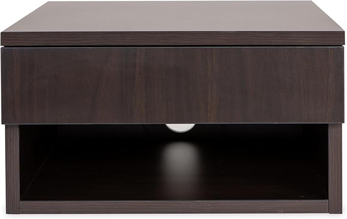 JONATHAN Y NST2002B Ettore 15.71" Mid-Century Modern Floating Wall Mounted Nightstand with Soft-Close Drawer and Cable Hole, Black