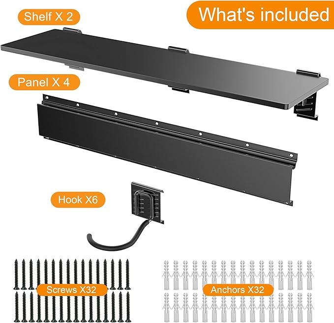 TORACK Bike Storage Rack with Shelf, 6 Bikes Hangers for Garage, Space Saving Bike Rack Wall Mount, Holds Up to 600 LBS
