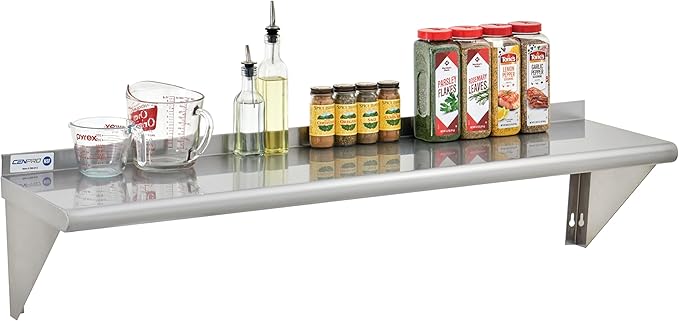 Commercial Wall Shelf - 345 lb. Weight Capacity, 48" W x 15" D, NSF Solid, Stainless Steel (29N-020)