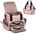 Large Makeup Cosmetic Bag with 2 Removable Case, Double Layer Travel Makeup Organizer Case, travel Toiletry Bag For Women, Pink