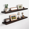 Axeman Floating Shelves for Wall - 40''W x 8'' D Rustic Solid Elm Wood Shelves for Storage, Wall Mounted Display Shelving with Invisible Heavy-Duty Metal Bracket (Walnut, 2PCs)