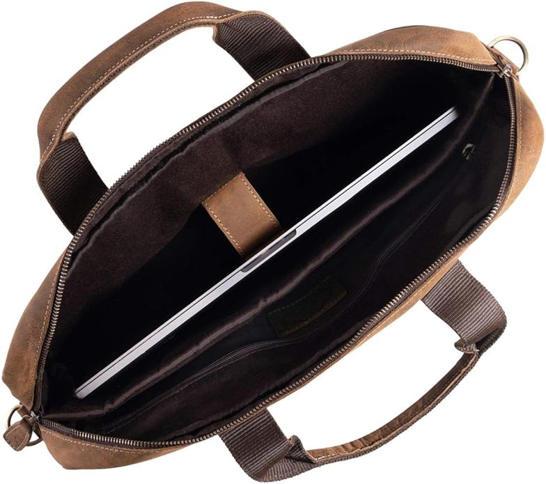 KomalC 16 Inch Leather briefcases Laptop Messenger Bags for Men and Women Best Office Satchel Bag