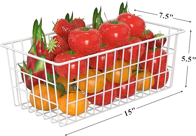 Orgneas Freezer Organizer Bins, Freezer Baskets for Chest Freezer and Upright Freezer Refrigerator Dividers Frozen Meats Storage Containers Organizer for Fruits and Vegetables, 5 Packs