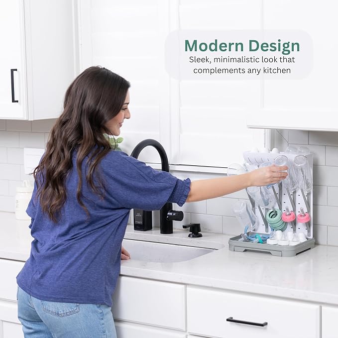 Baby Bottle Drying Rack – Large Vertical Bottle Dryer for 15 Bottles, Space-Saving Countertop Rack for Baby Bottles & Accessories, Compact Holder for Newborn Essentials