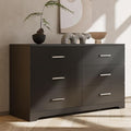 Karl home 6 Drawer Dresser, Wood Black Vanity Drawer Cabinet, Bedroom Storage Cabinet TV Stand, Large Dresser Storage Chest with Deep Drawers, Bedroom Furniture